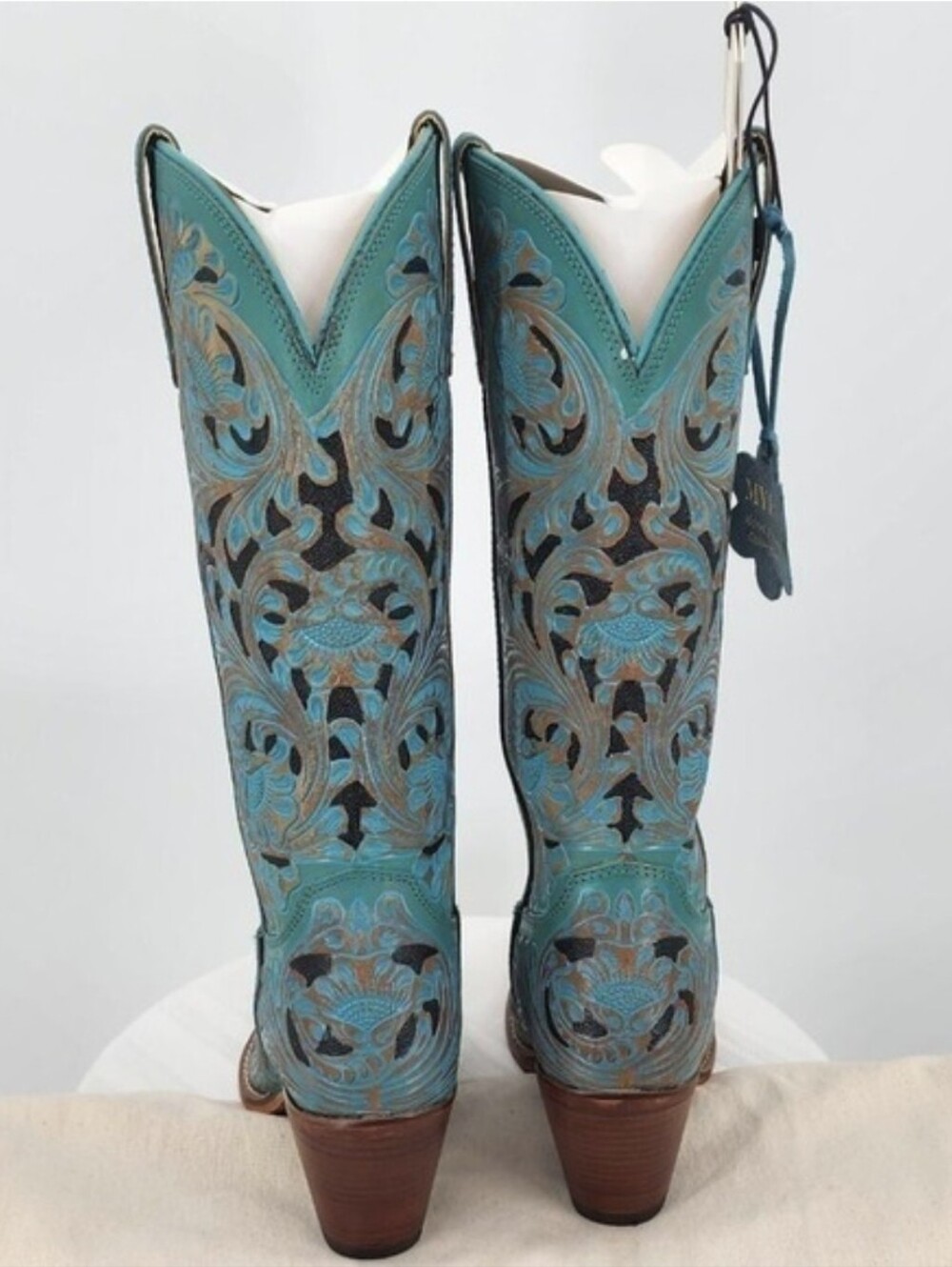 Myra Bag Kasiopeah Turquoise Hand Tooled Leather Western Cowboy Boots Size 9 NWT - Picture 3 of 7